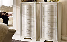 Bedroom set, antique white glazed finish with decorations in amother-of-pearl effect and embedded pearls