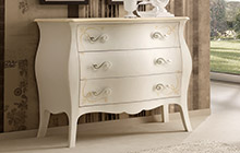 Dresser, antique white glazed finish with ochre COLOUR  wash and decorations