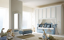 Finitura N02 bianco patinato sovracolore azzurro