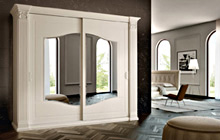 Wardrobe with 2 sliding doors with external mirrors: semi-gloss lacquered white finish